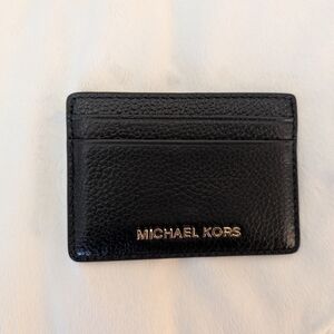 Michael Kors Cardholder Wallet Black Pebbled Leather